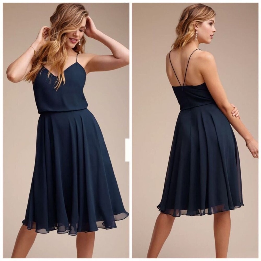 Jenny Yoo Midnight Blue Midi Dress